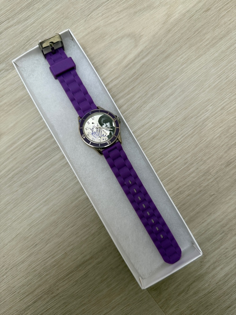 Justin Bieber Kids Watch - Purple Strap with Silver Case